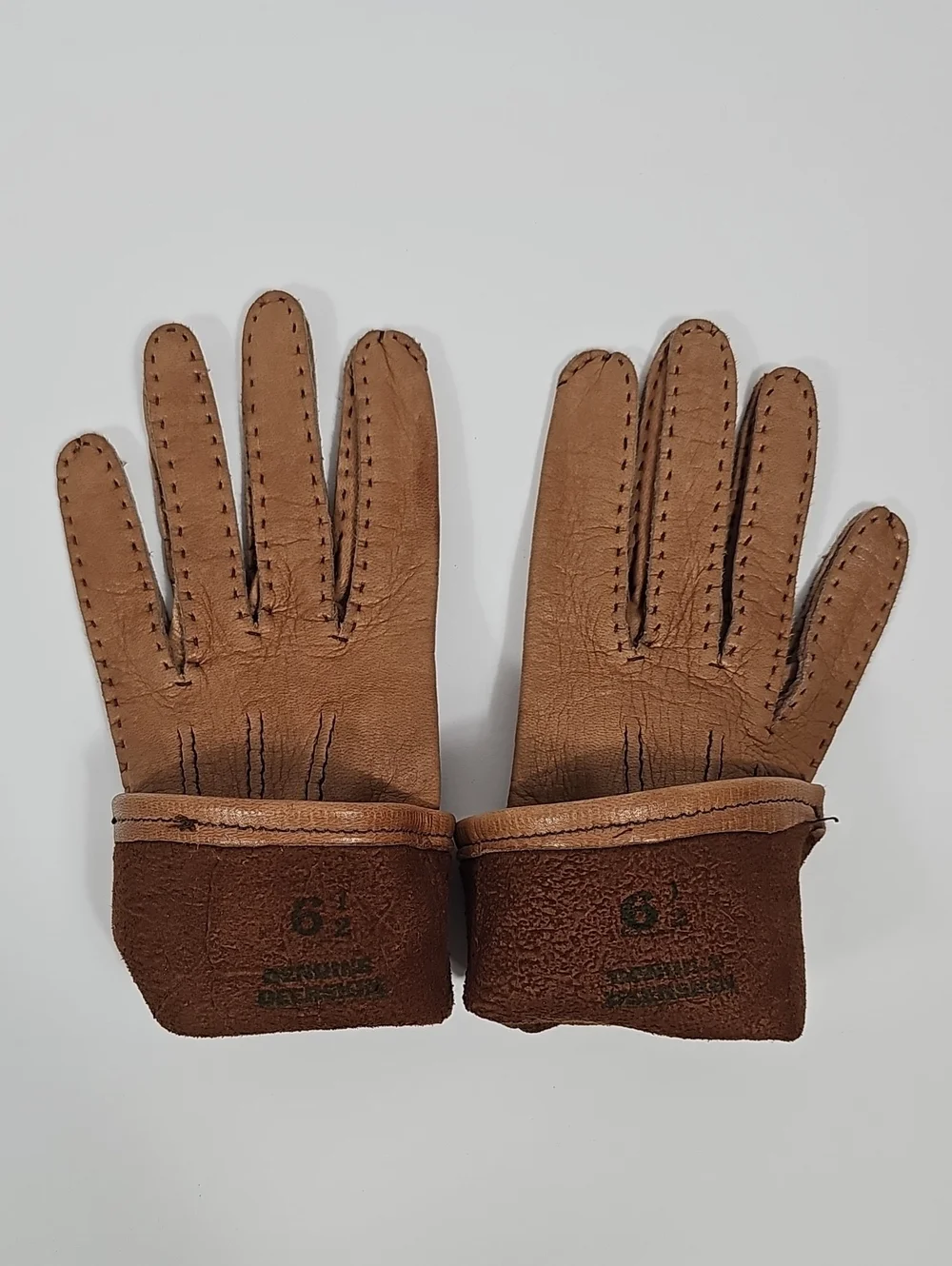 Vintage Genuine Deerskin Leather Driving Gloves Tan 6.5 Soft Lined USA Western